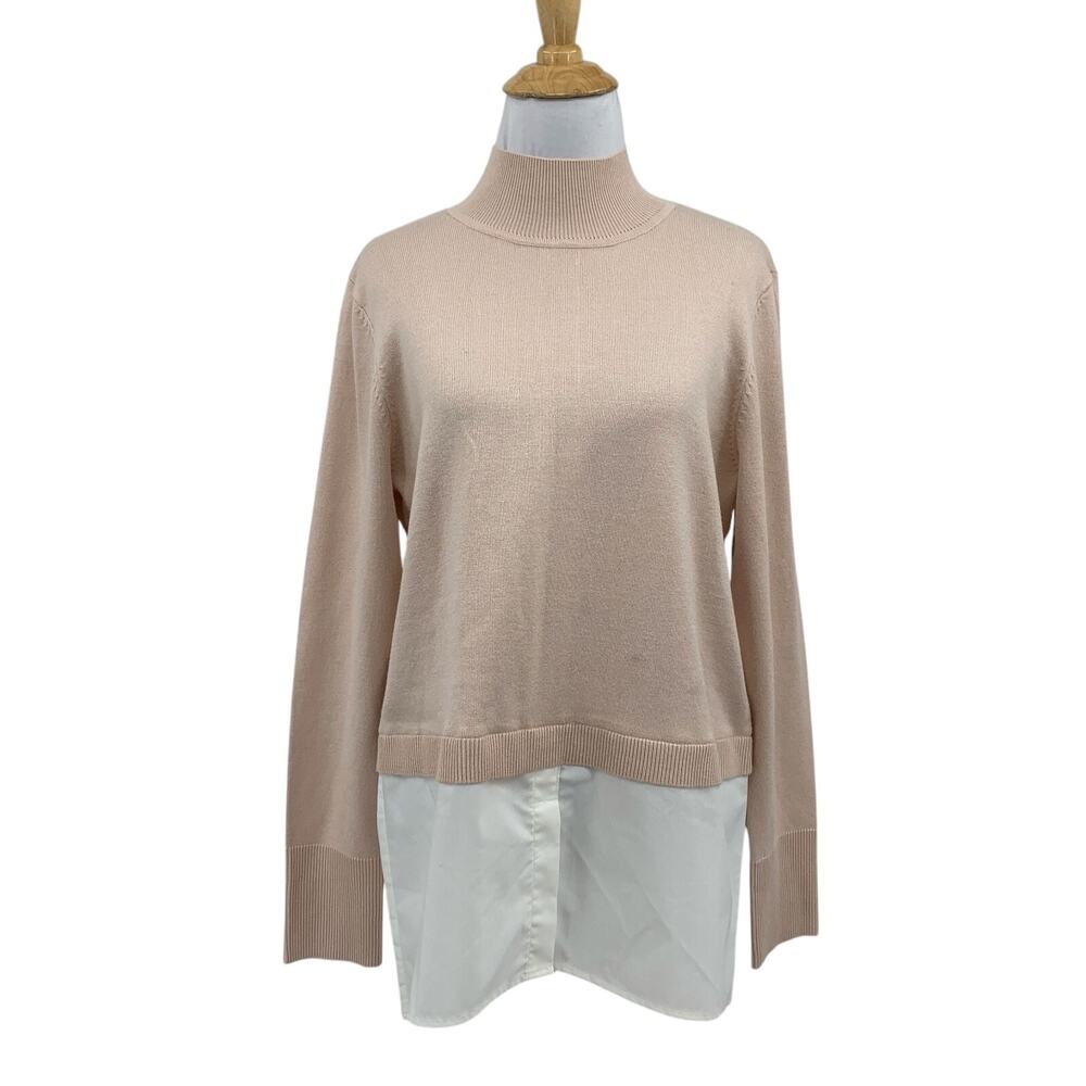 Chicos Sweater Womens 1 Plus Two Tone Turtleneck Long Sleeve Twofer Tunic Top